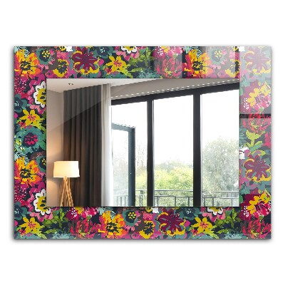 Miroir cadre avec impression Motif floral coloré