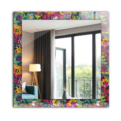 Miroir cadre avec impression Motif floral coloré