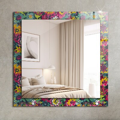 Miroir cadre avec impression Motif floral coloré