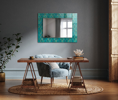 Miroir imprimé Motif géométrique vert