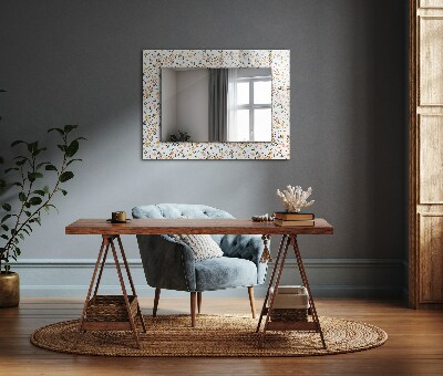 Miroir avec décoration Motif floral dans un tissu