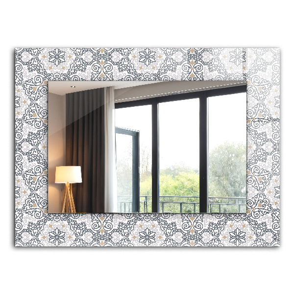 Miroir cadre avec impression Motif carrelage