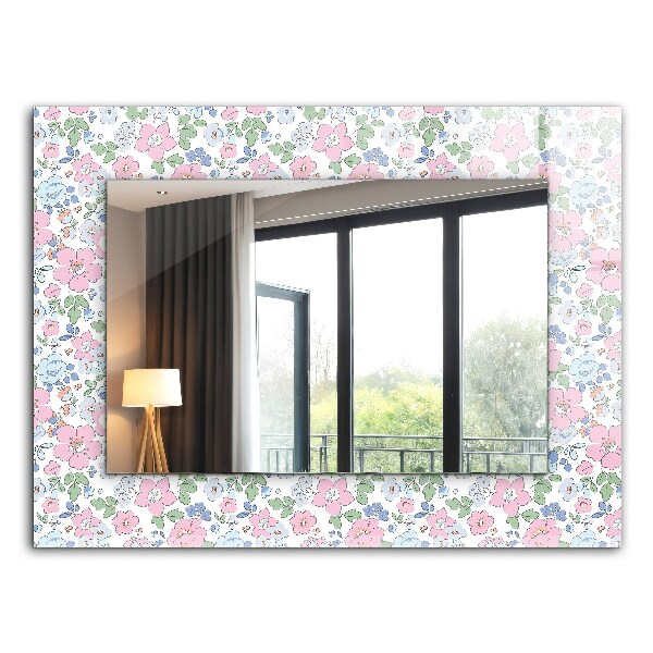 Miroir cadre avec impression Motif de fleur en tissu