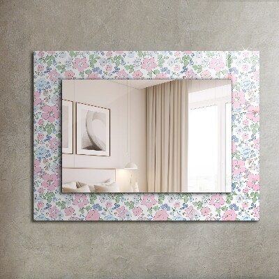 Miroir cadre avec impression Motif de fleur en tissu