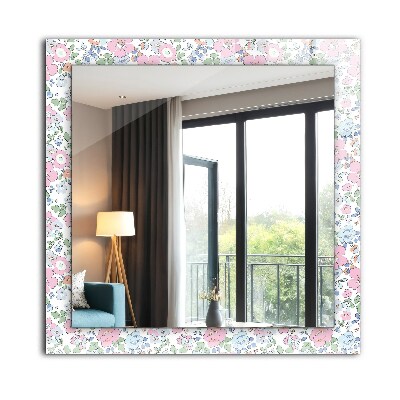 Miroir cadre avec impression Motif de fleur en tissu