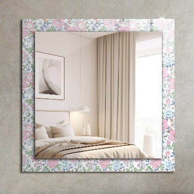 Miroir cadre avec impression Motif de fleur en tissu