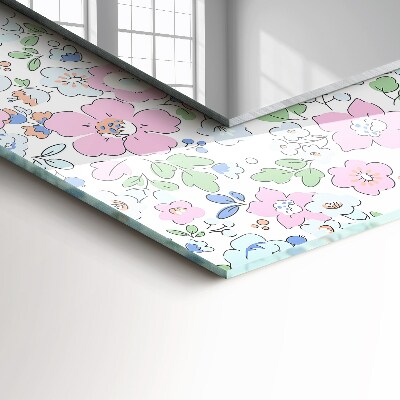 Miroir cadre avec impression Motif de fleur en tissu