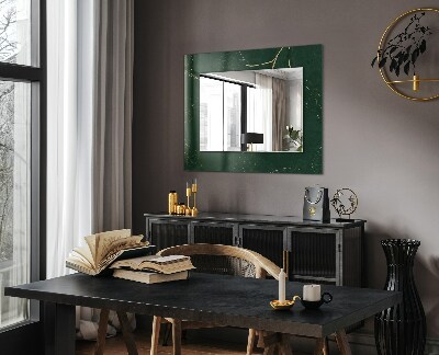 Miroir avec décoration Feuilles vertes et dorées