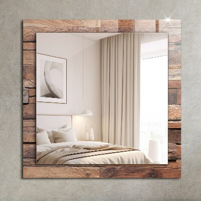 Miroir cadre avec impression Mur recouvert de bois