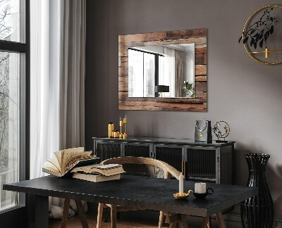 Miroir cadre avec impression Mur recouvert de bois