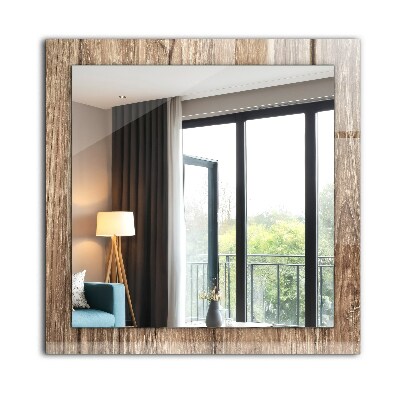 Miroir avec décoration Sol en planches de bois