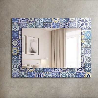 Miroir cadre avec impression Carreaux de mosaïque colorés