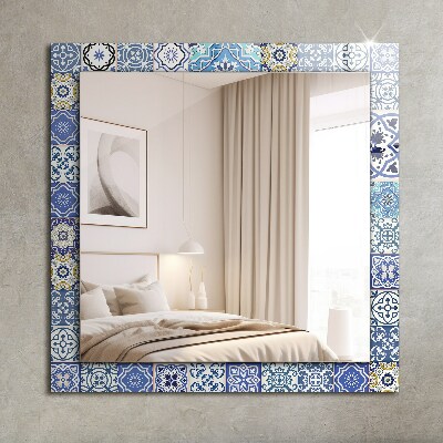 Miroir cadre avec impression Carreaux de mosaïque colorés