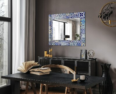 Miroir cadre avec impression Carreaux de mosaïque colorés