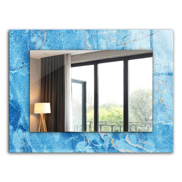 Miroir avec décoration Motifs en marbre bleu