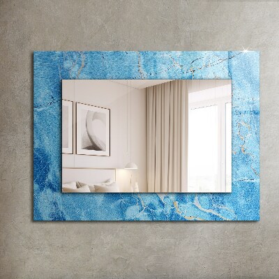 Miroir avec décoration Motifs en marbre bleu