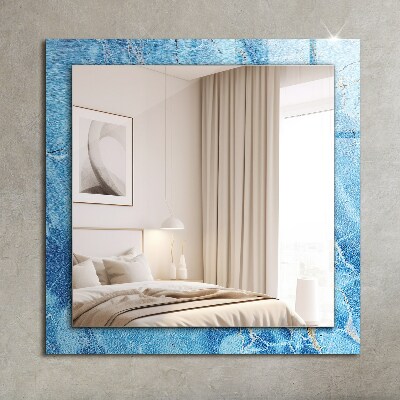 Miroir avec décoration Motifs en marbre bleu