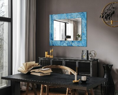 Miroir avec décoration Motifs en marbre bleu