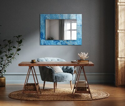 Miroir avec décoration Motifs en marbre bleu