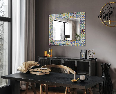 Miroir cadre avec impression Motifs en carreaux colorés