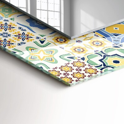 Miroir cadre avec impression Motifs en carreaux colorés