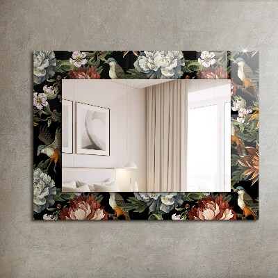 Miroir avec décoration Fleurs et oiseaux