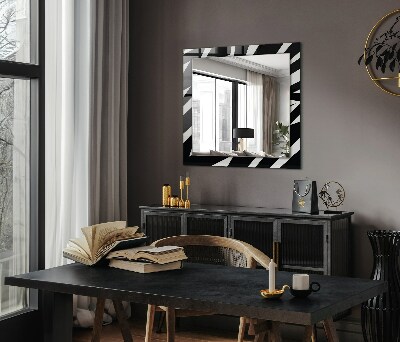 Miroir avec décoration Motifs géométriques en bianco et nero