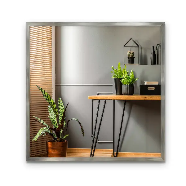 Miroir mural avec cadre argenté modèle moderne et décoratif