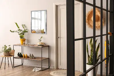 Miroir mural avec cadre argenté modèle moderne et décoratif