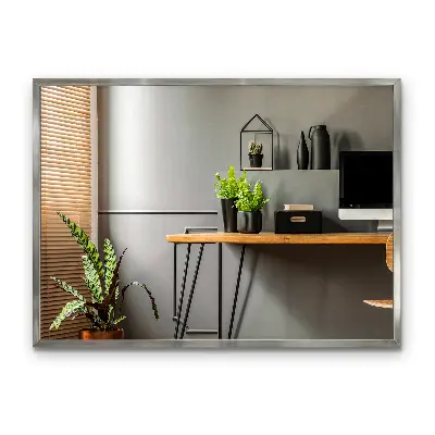 Miroir mural avec cadre argenté modèle moderne et décoratif