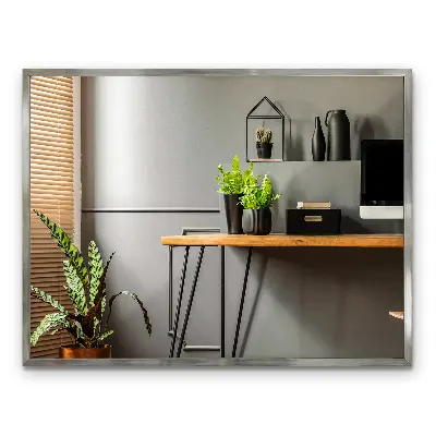 Miroir mural avec cadre argenté modèle moderne et décoratif