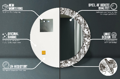 Miroir rond cadre imprimé Feuilles tropicales