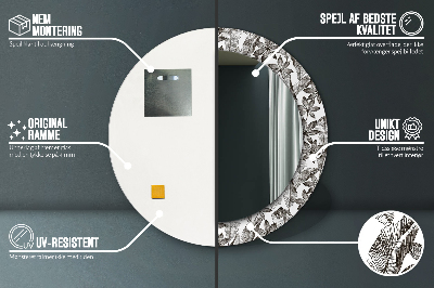 Miroir rond cadre imprimé Feuilles tropicales