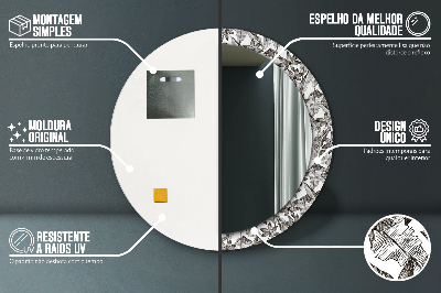 Miroir rond cadre imprimé Feuilles tropicales