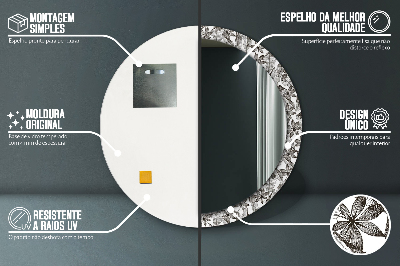 Miroir rond cadre imprimé Feuilles tropicales