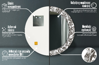 Miroir rond cadre imprimé Feuilles tropicales