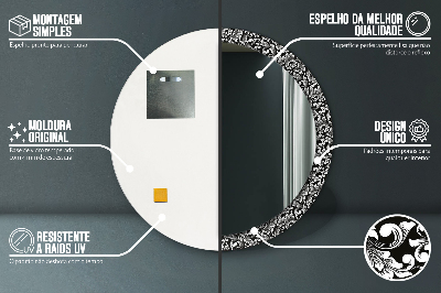 Miroir rond cadre imprimé Ornement