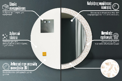 Miroir rond cadre imprimé Plumes