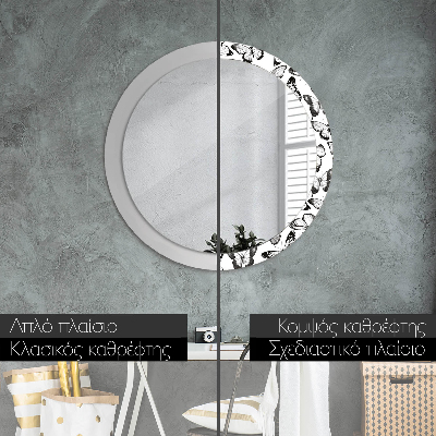 Miroir rond avec décoration Papillon