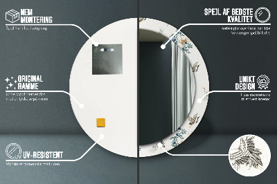 Miroir rond cadre imprimé Chinoserie