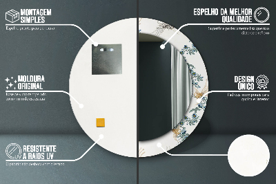 Miroir rond cadre imprimé Chinoserie