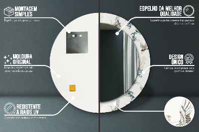 Miroir rond cadre imprimé Chinoserie