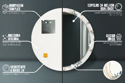 Miroir rond cadre imprimé Chinoserie