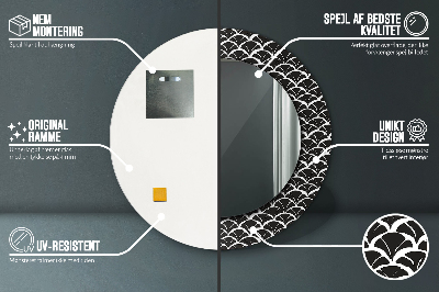 Miroir rond cadre imprimé Ecailles orientales