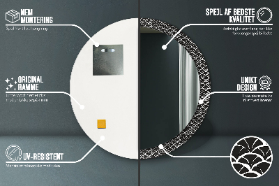 Miroir rond cadre imprimé Ecailles orientales