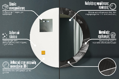 Miroir rond cadre imprimé Palmiers tropicaux