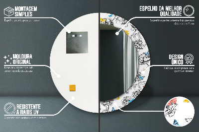 Miroir rond cadre imprimé Papillon