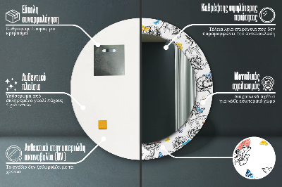 Miroir rond cadre imprimé Papillon