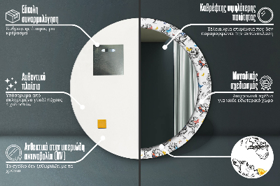 Miroir rond cadre imprimé Papillon