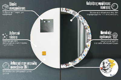 Miroir rond cadre imprimé Papillon